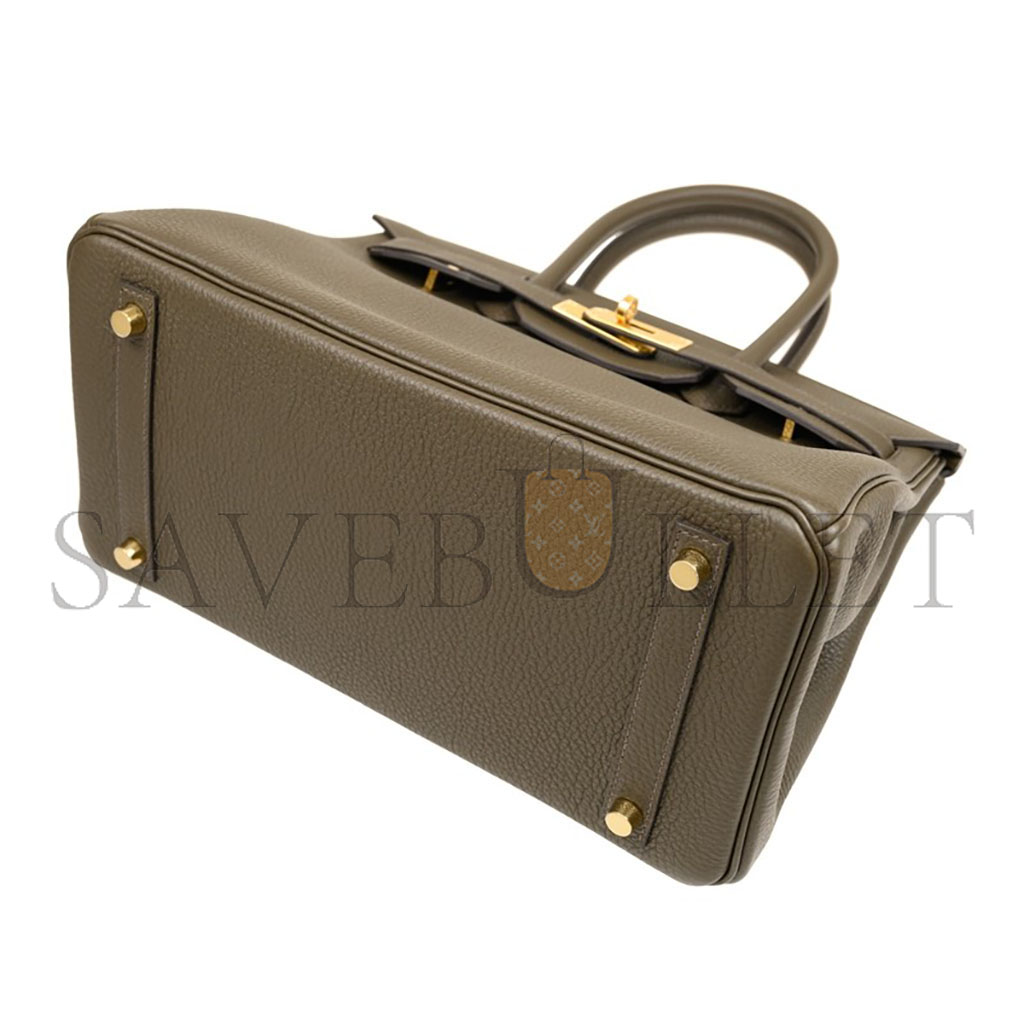 H**mes birkin 25 epsom leather trench coat grey gold buckle bag h028369ccm8 (25*20*13cm)